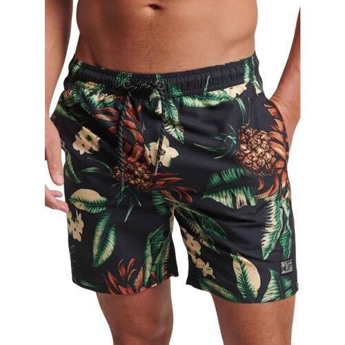 Superdry - VINTAGE HAWAIIAN SWIMSHORT Negro