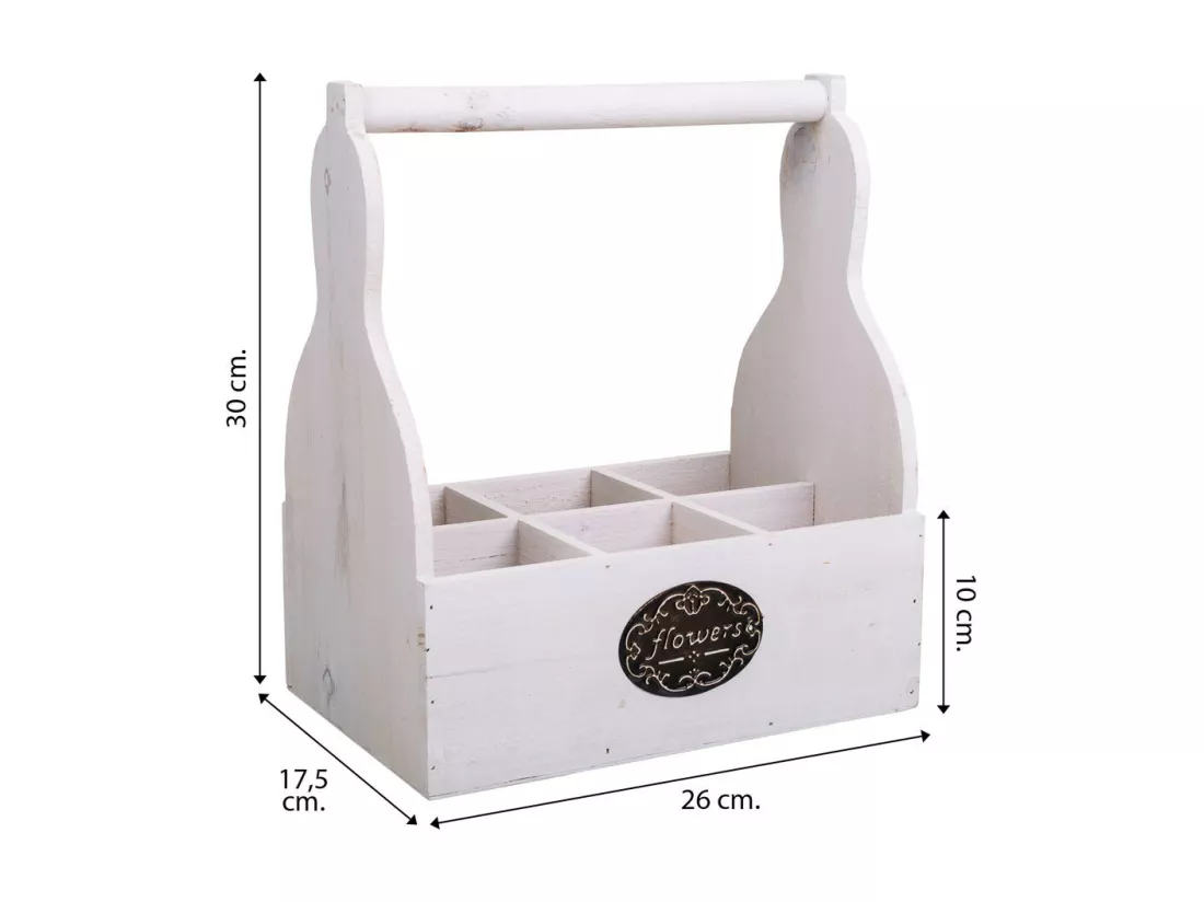 Panier porte-fleurs en bois blanc 26x17,5x10/30h