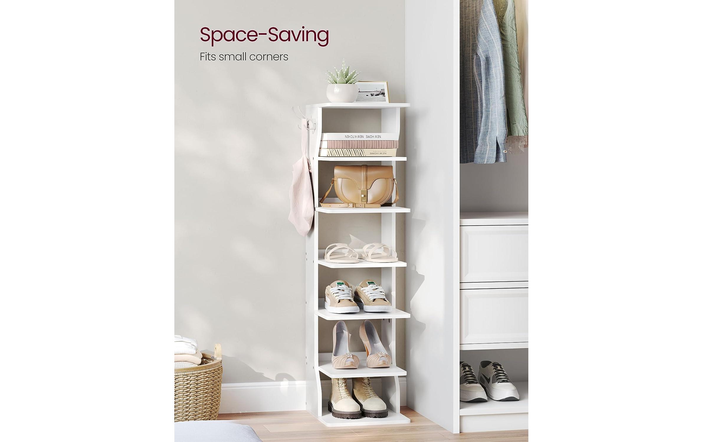 Schuhregal 26.4 x 30 x 110.4 cm, WeissSchuhgestell mit 5 Ablagen
