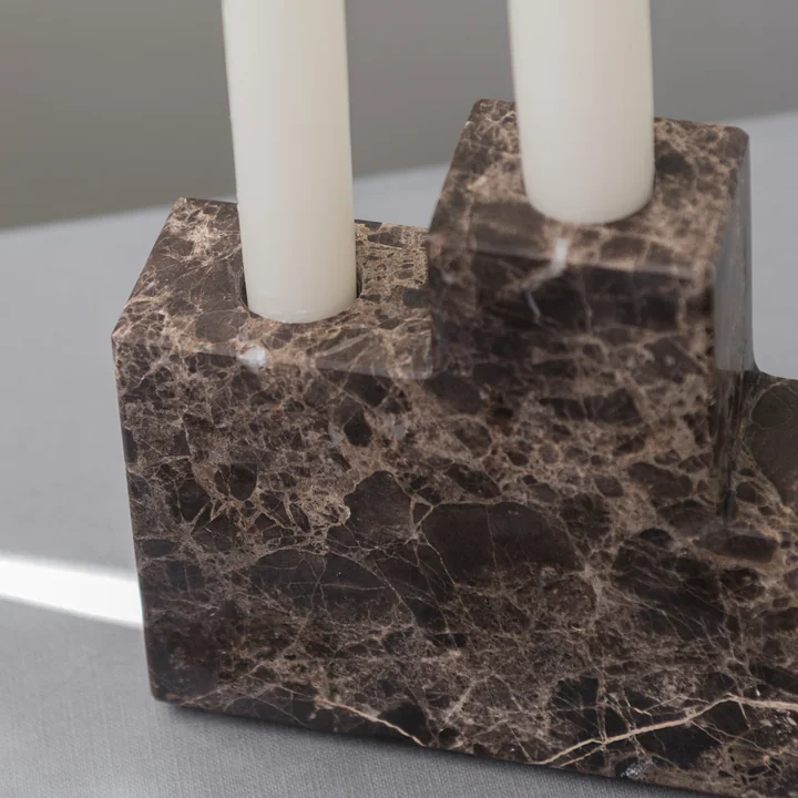 Mette Ditmer - Step Kerzenhalter, six Travertine leinen