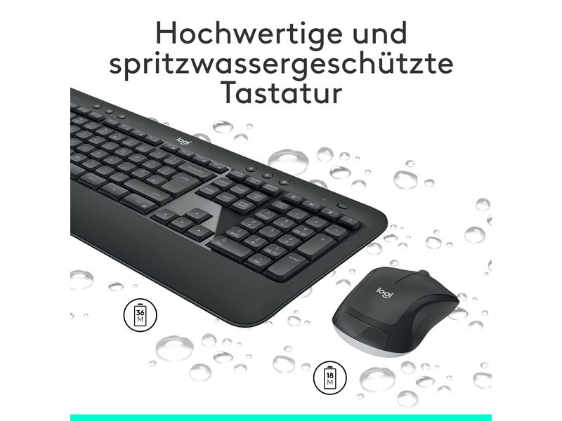 Logitech Tastatur-Maus-Set MK540 Advanced CH-Layout, für Wi Set aus Wireless-Tastatur und -Maus mit bis zu 3 Jahren Batterielaufzeit für PC und Laptop