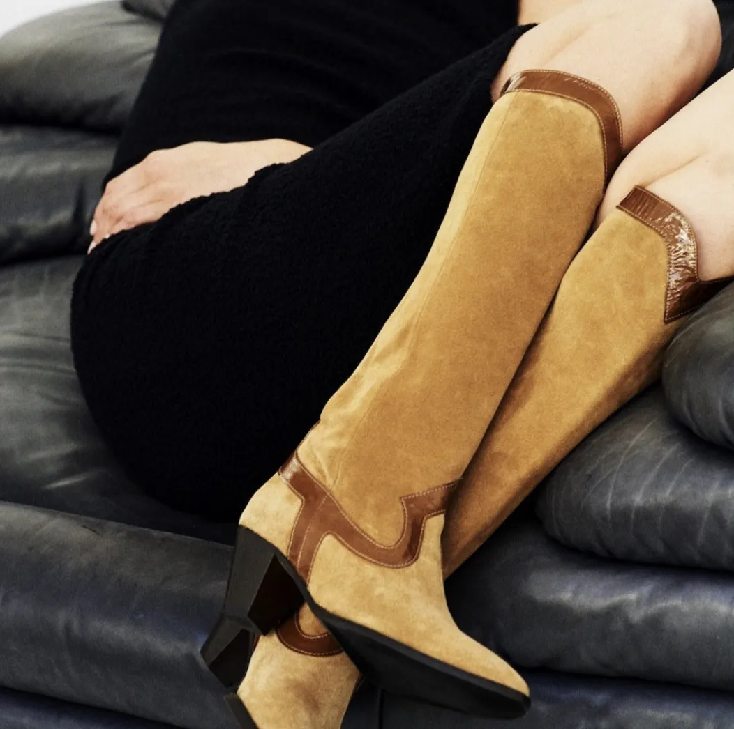 Bottes en nubuck et cuir verni à talons Dakota Socque
