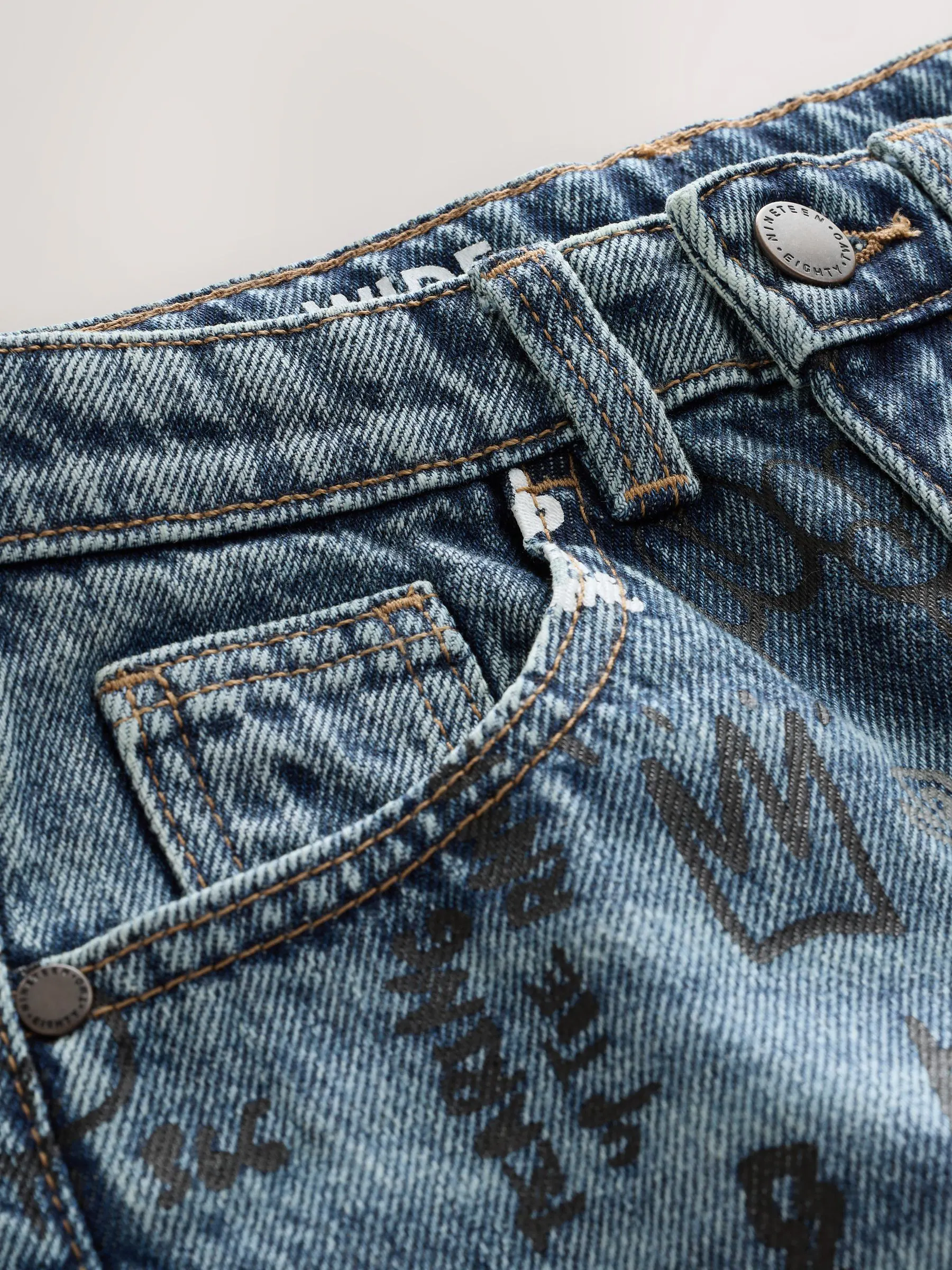 Graffiti All-Over Print Mid Blauw - Authentieke jeans (3-16jr)