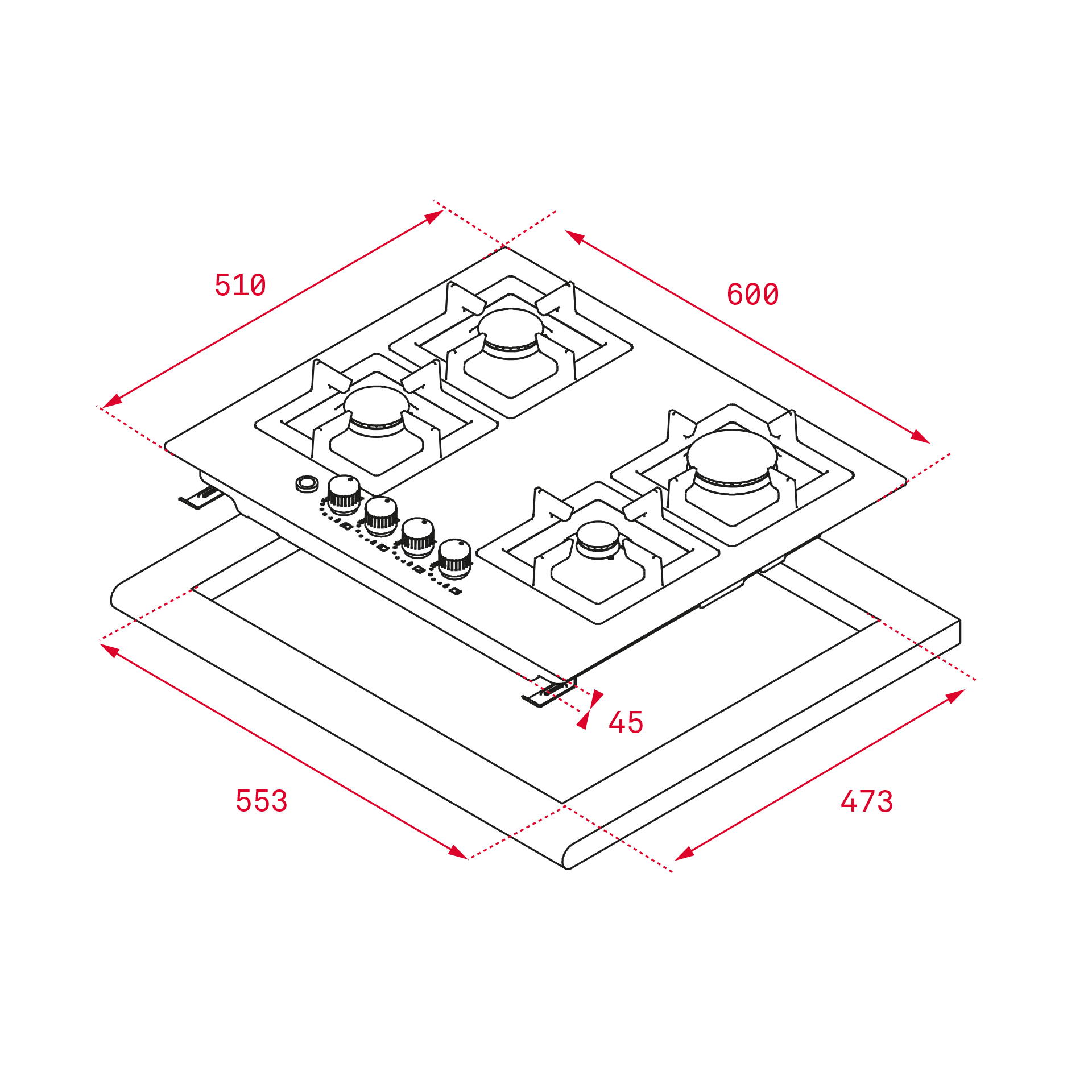 PLACA DE GÁS BUTANO PROPANO TEKA EFX 60.1 4G AI AL DR CI