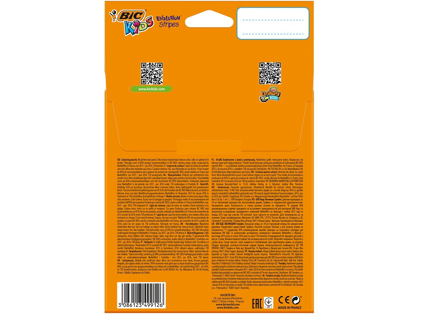 LÁPIS DE COR KIDS BIC EVOLUTION STRIPES 18 UNIDADES