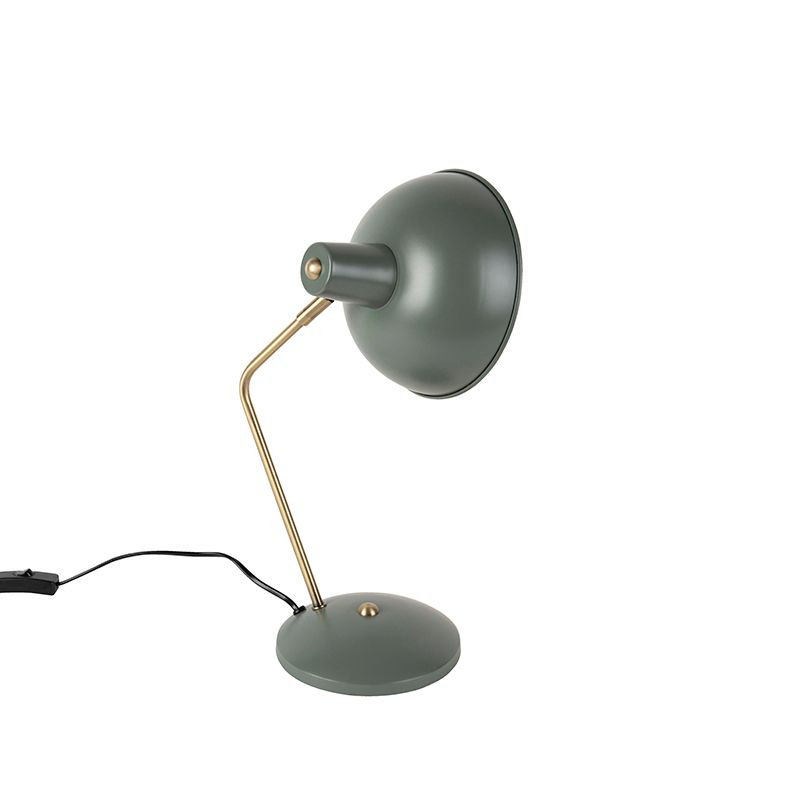 Retro tafellamp groen met brons - Milou