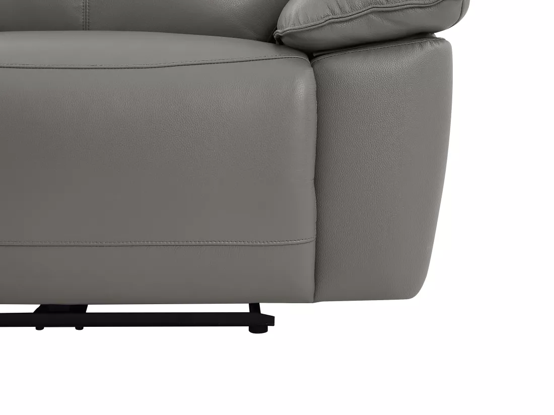 Fauteuil relax électrique en cuir de vachette gris NOVENA