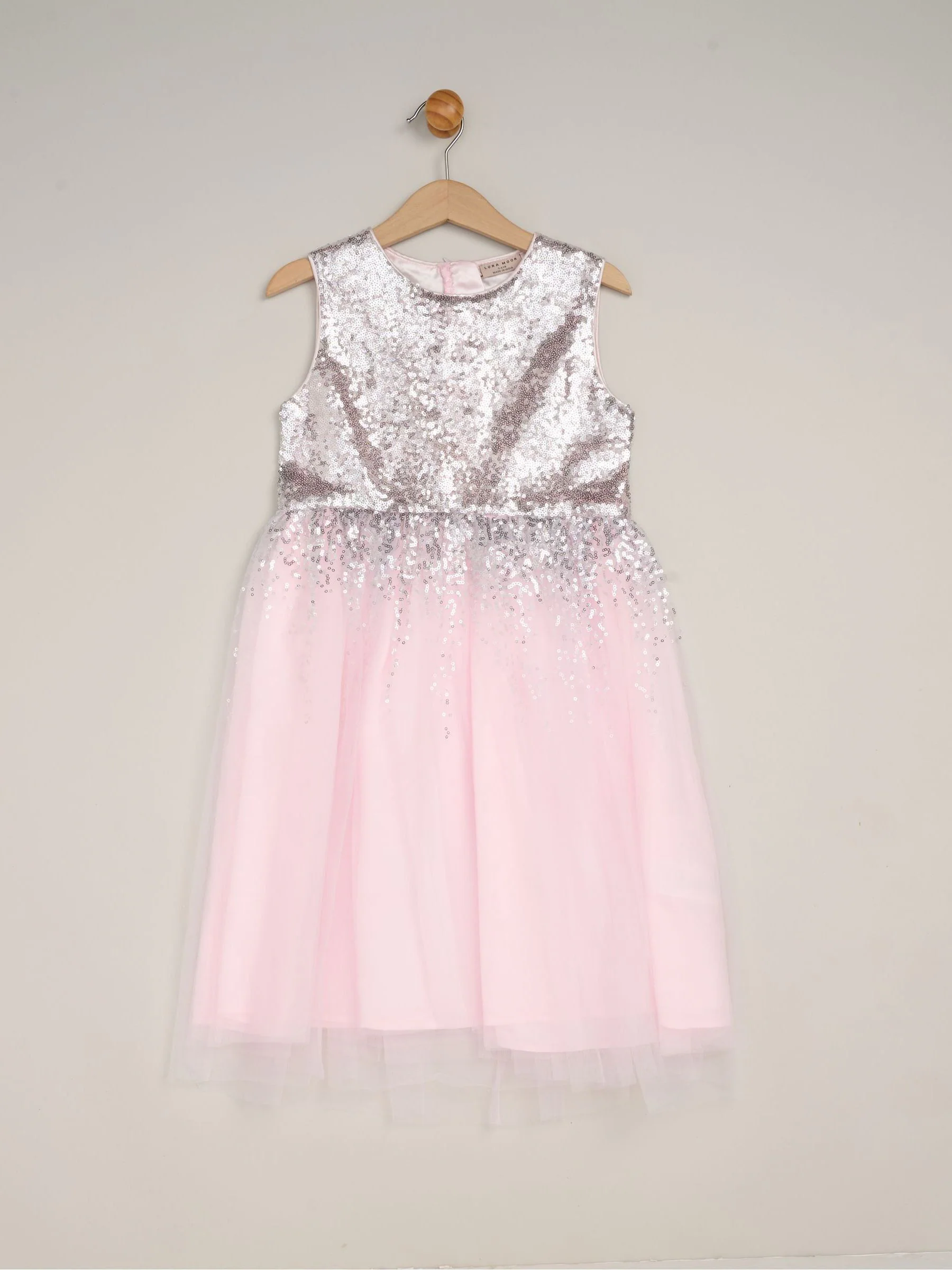 Miss Light Pink Waterfall Sequin Dress and Faux Fur Bolero Set