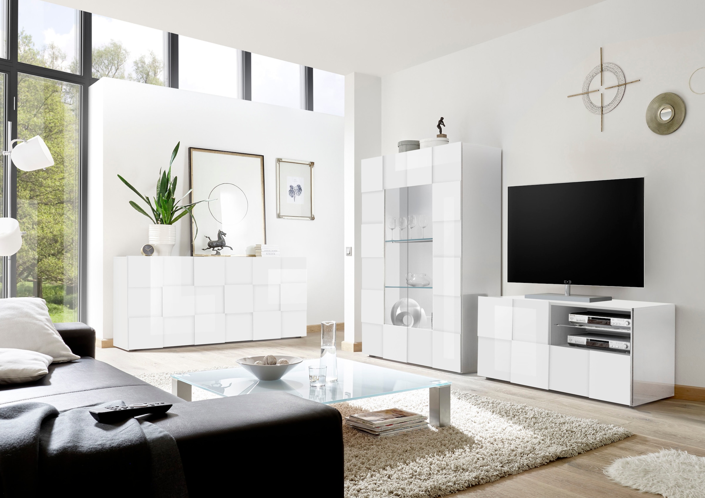 INOSIGN Sideboard »Dama Breite 181, Kommode 3 Türen, Anrichte« Front in 3D-Optik, viel Stauraum, verschiedene Farben