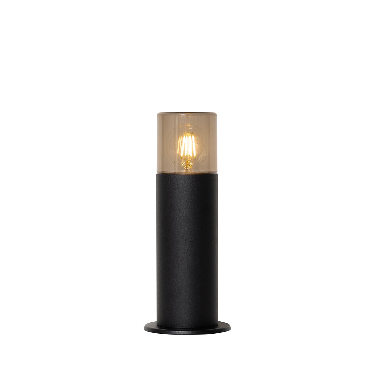 Staande buitenlamp zwart met smoke kap 30 cm IP44 - Odense
