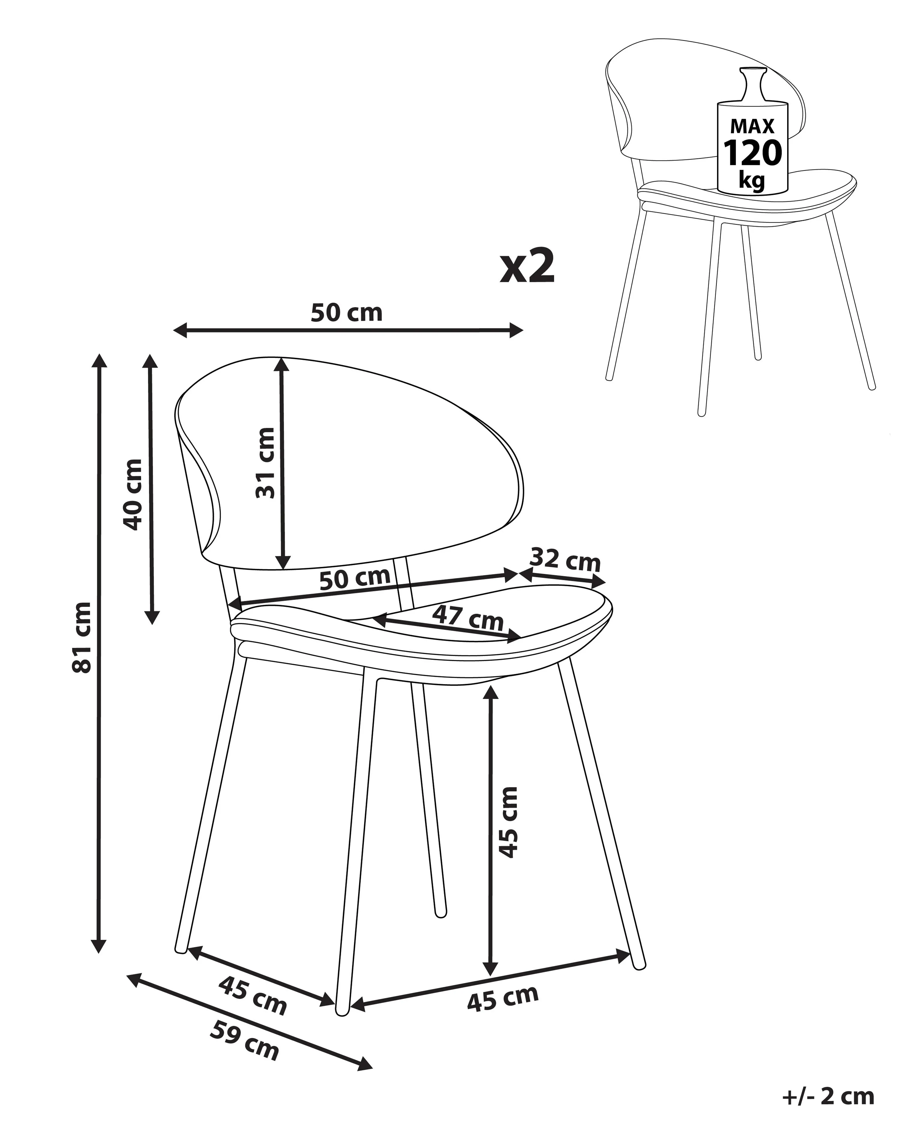 Set van 2 eetkamerstoelen KIANA Donkergroen