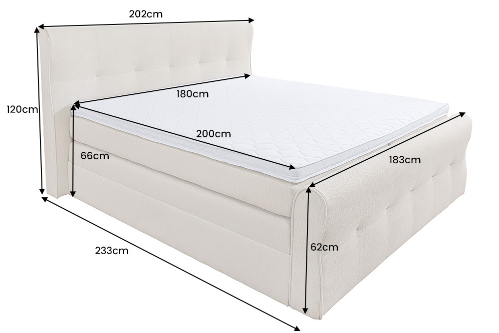 Boxspringbett SIGNUM 180x200cm beige Bouclé inkl. Stauraum Matratze Topper Matratze