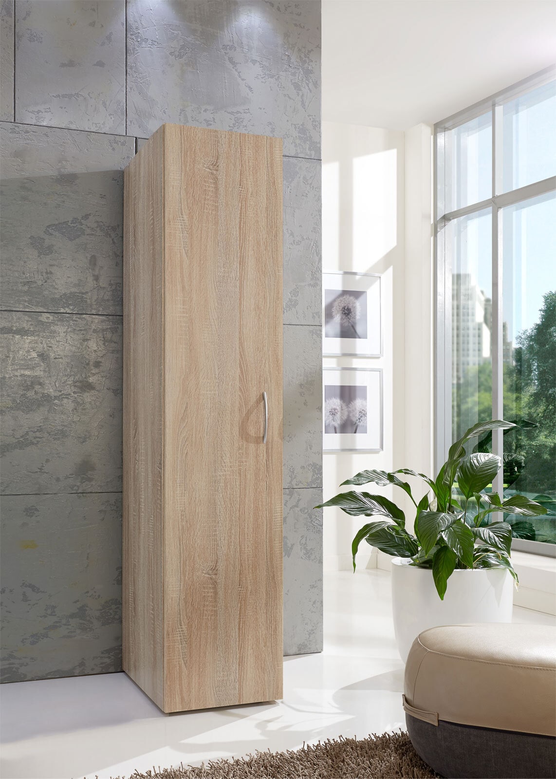 Drehtürenschrank Multiraumkonzept 45x185x54 cm Eiche sägerau