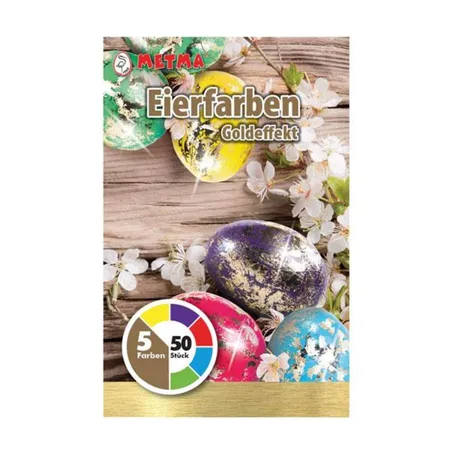 Metma Eierfarben flüssig Schellack mit Goldglanz, 5 Farben
