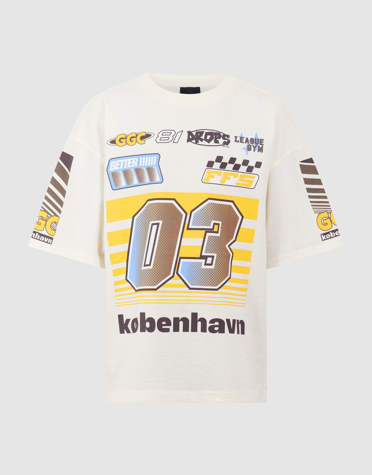 Race Artwork T-shirt Gebroken Wit