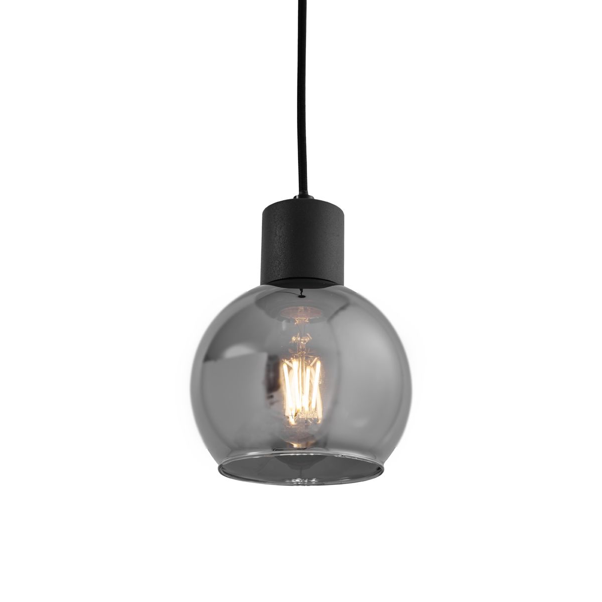 Art Deco hanglamp zwart met smoke glas - Vidro