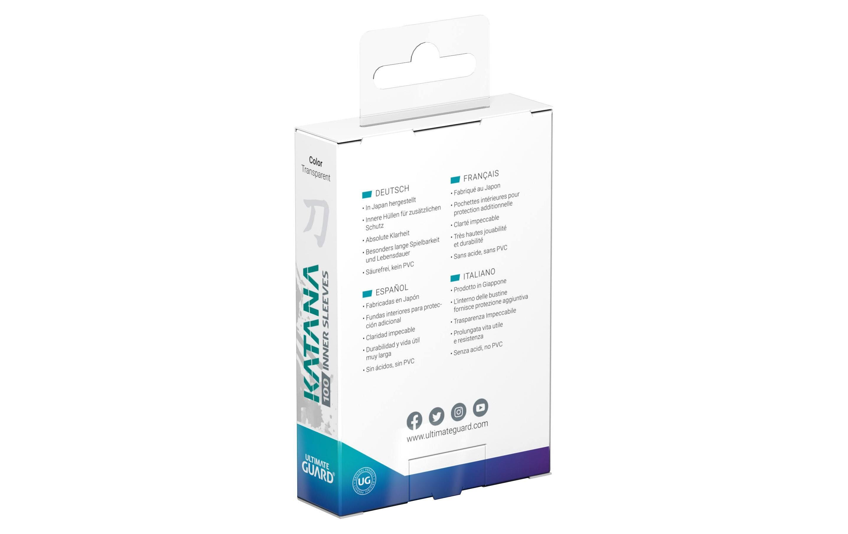 Kartenhülle Katana Inner Sleeves Standard Transparent 100Innere Kartenschutzhüllen für Karten der Standardgrösse 64 × 89 mm