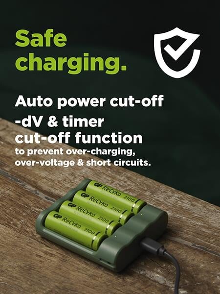 Gp Recyko - Aaa Batterier Med USB Oplader - 850 Mah - 4 Stk