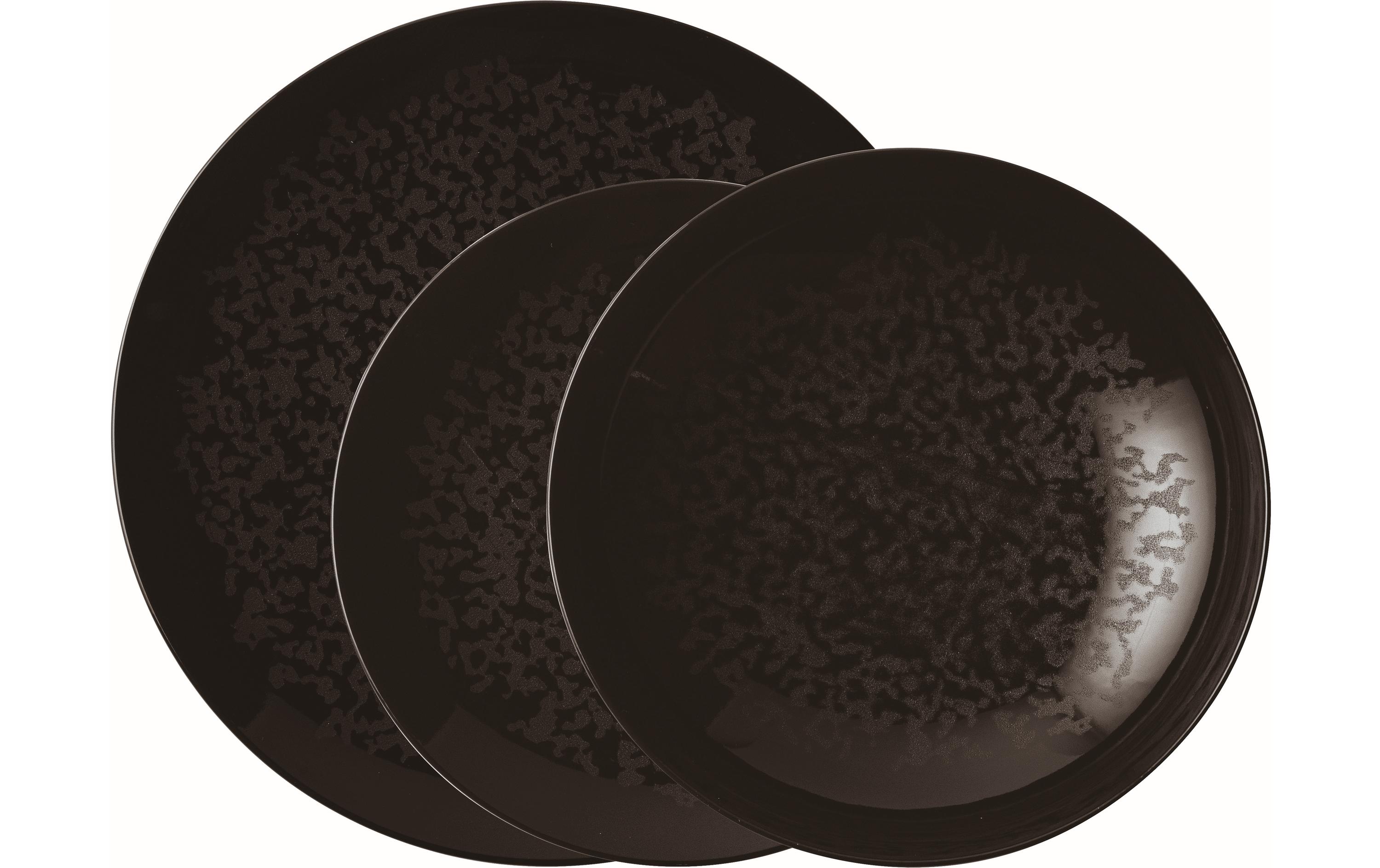 Speise-Service Eclipse Night 12 Stück, Schwarz<br>Teller Service Set aus Porzellan