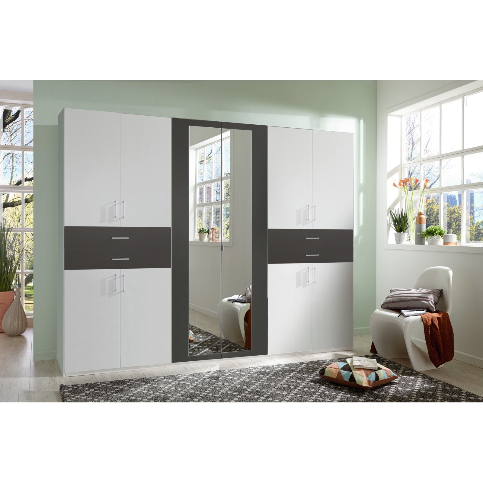 Schrank Tango Dekor weiss/graphit, 10trg
