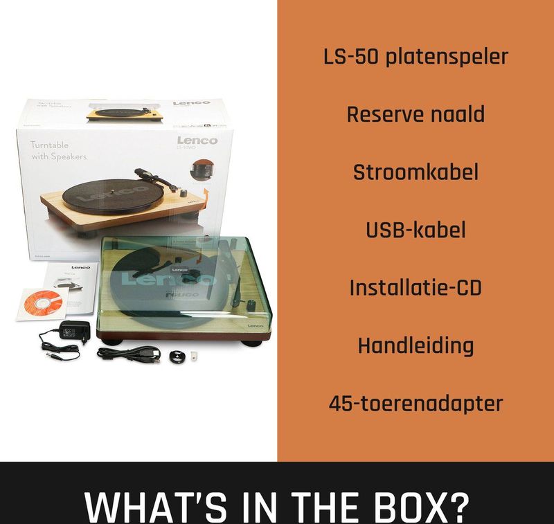 Lenco - LS-50WD - Platenspeler - Hout - Ingebouwde Speakers - Auto-stop - USB Encoding