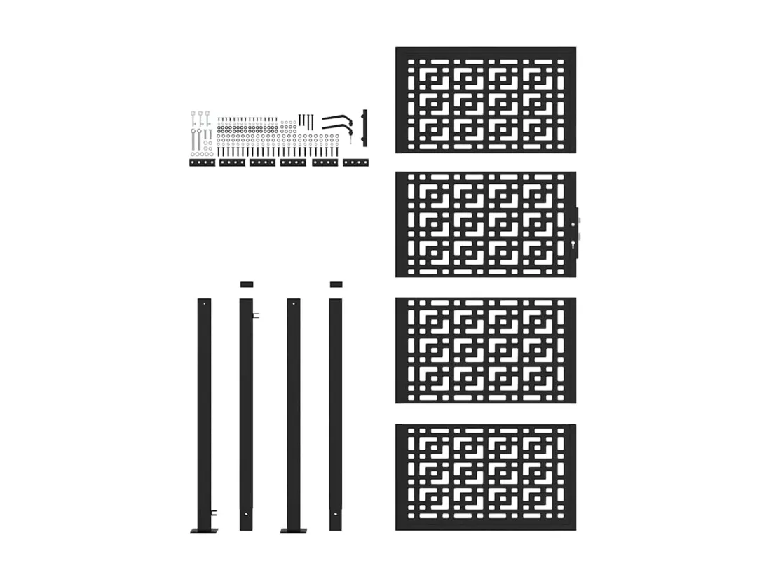 Portail de jardin noir 105x205 cm acier conception croisée