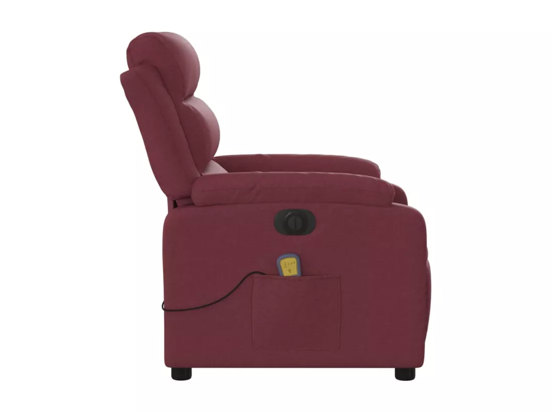 Fauteuil massant inclinable électrique Rouge bordeaux Tissu