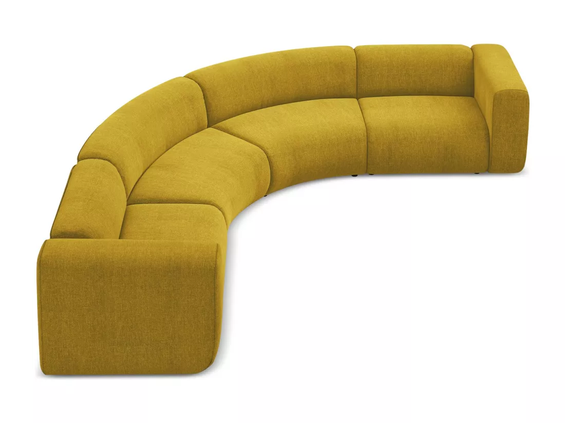 Canapé d'angle modulable en tissu chenille - moutarde - EKAHI