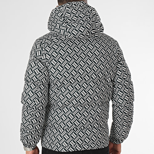 Doudoune Capuche Blanc Noir