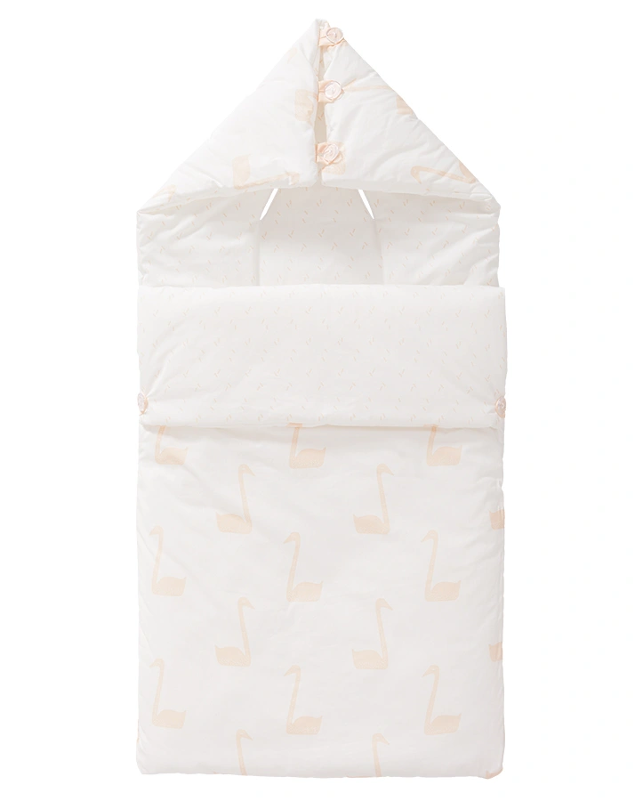 Fußsack SWAN (40x80) für Babyschale in weiß/pfirsich
