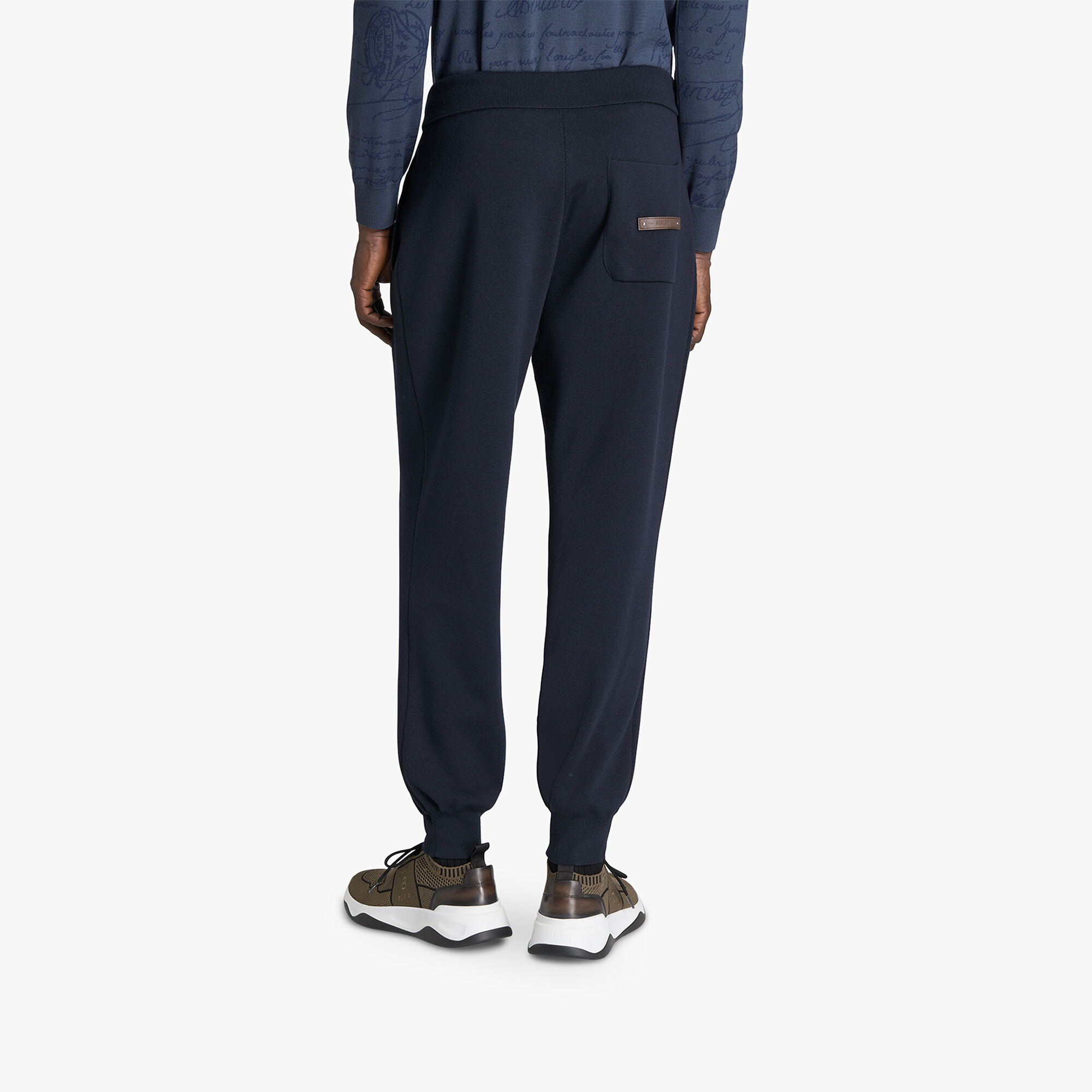 Pantalon de Jogging En Laine Avec Details En Cuir
