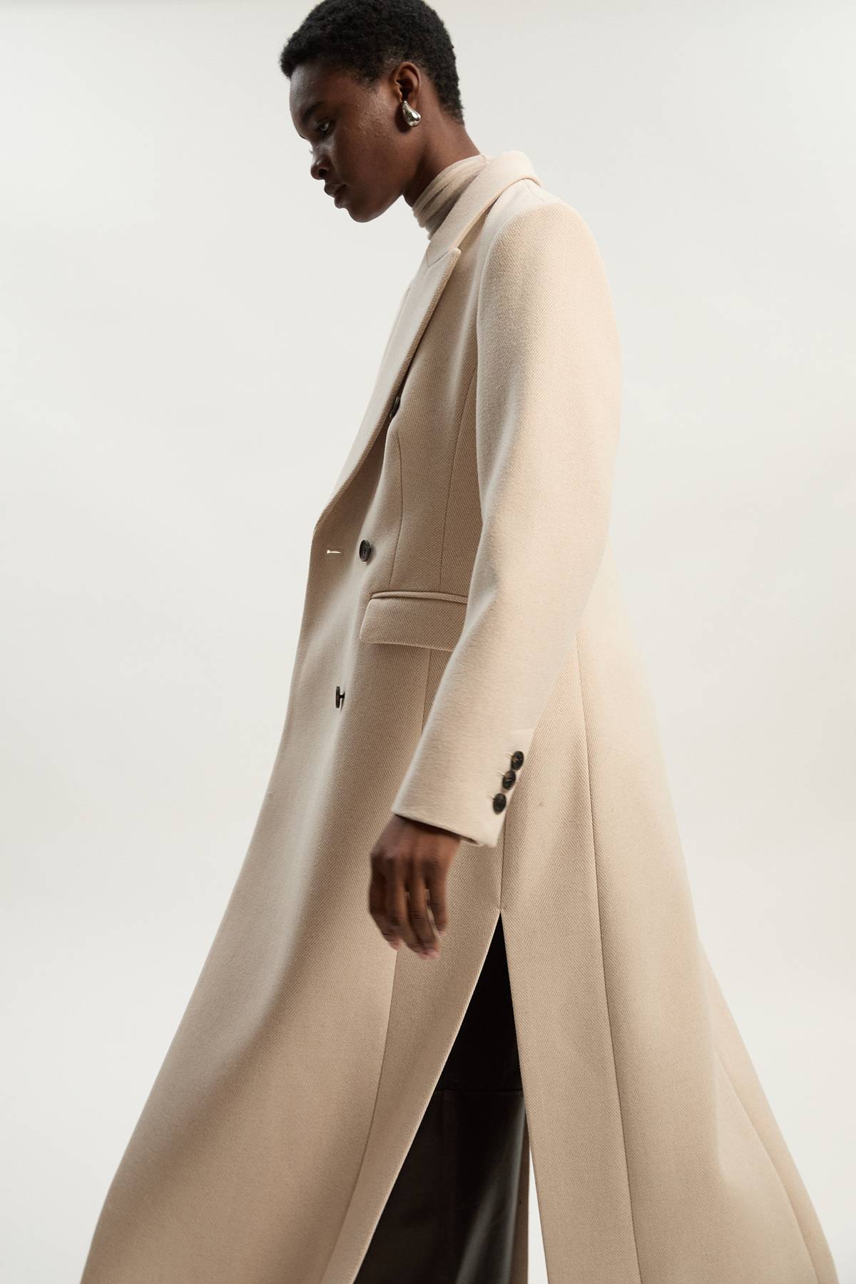 KarenMillen Manteau Long Tailleur à Double Boutonnage en Laine Petite Stripe