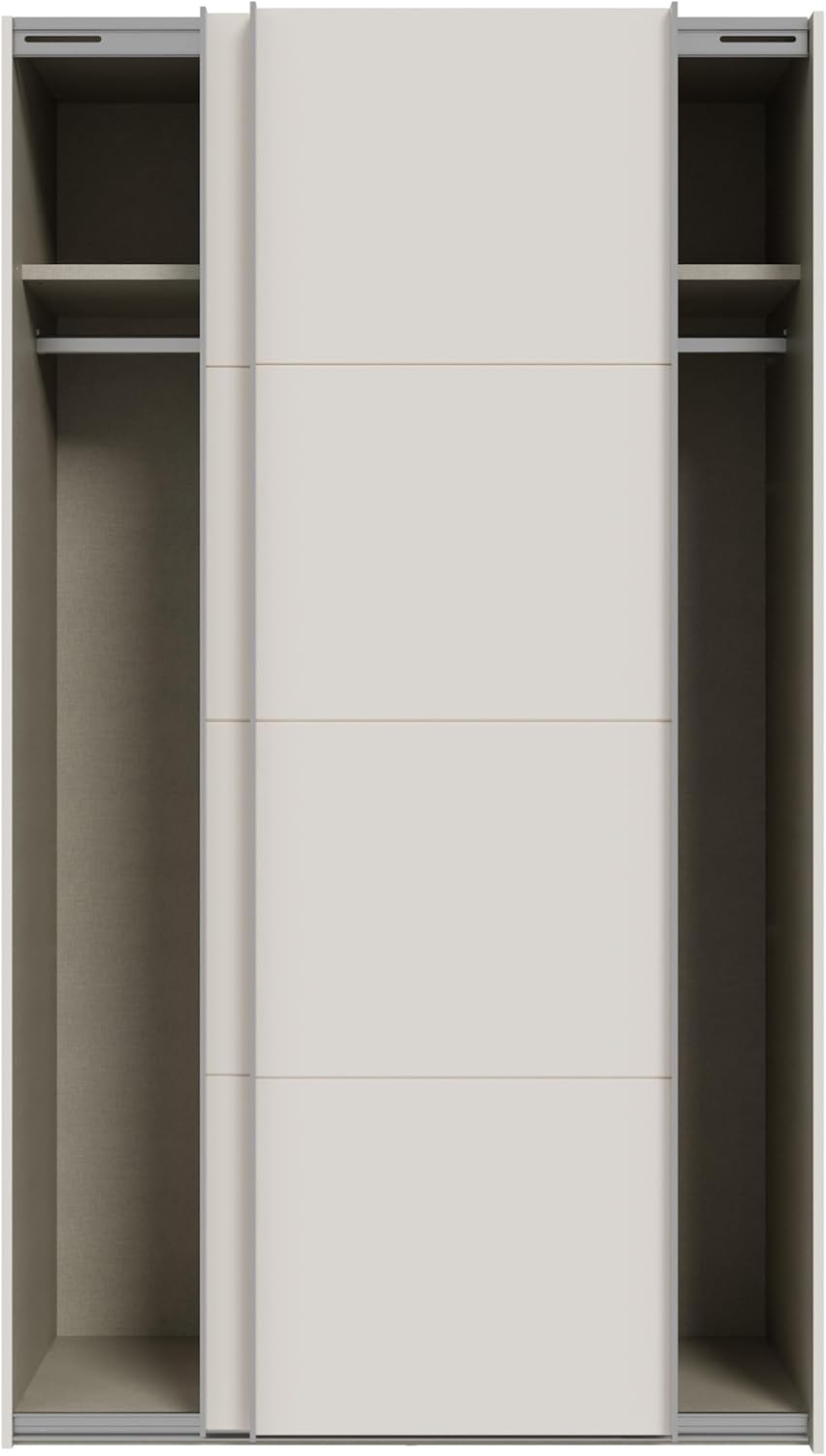 Forte SOPHISTISPACE Kleiderschrank 120, moderner Schwebetürenschrank, 2-türig, Einlegeböden, Kleiderstange, Holzwerkstoff, Kaschmir|Beige, 120,1 cm breit x 210,5 cm hoch x 62,9 cm tief