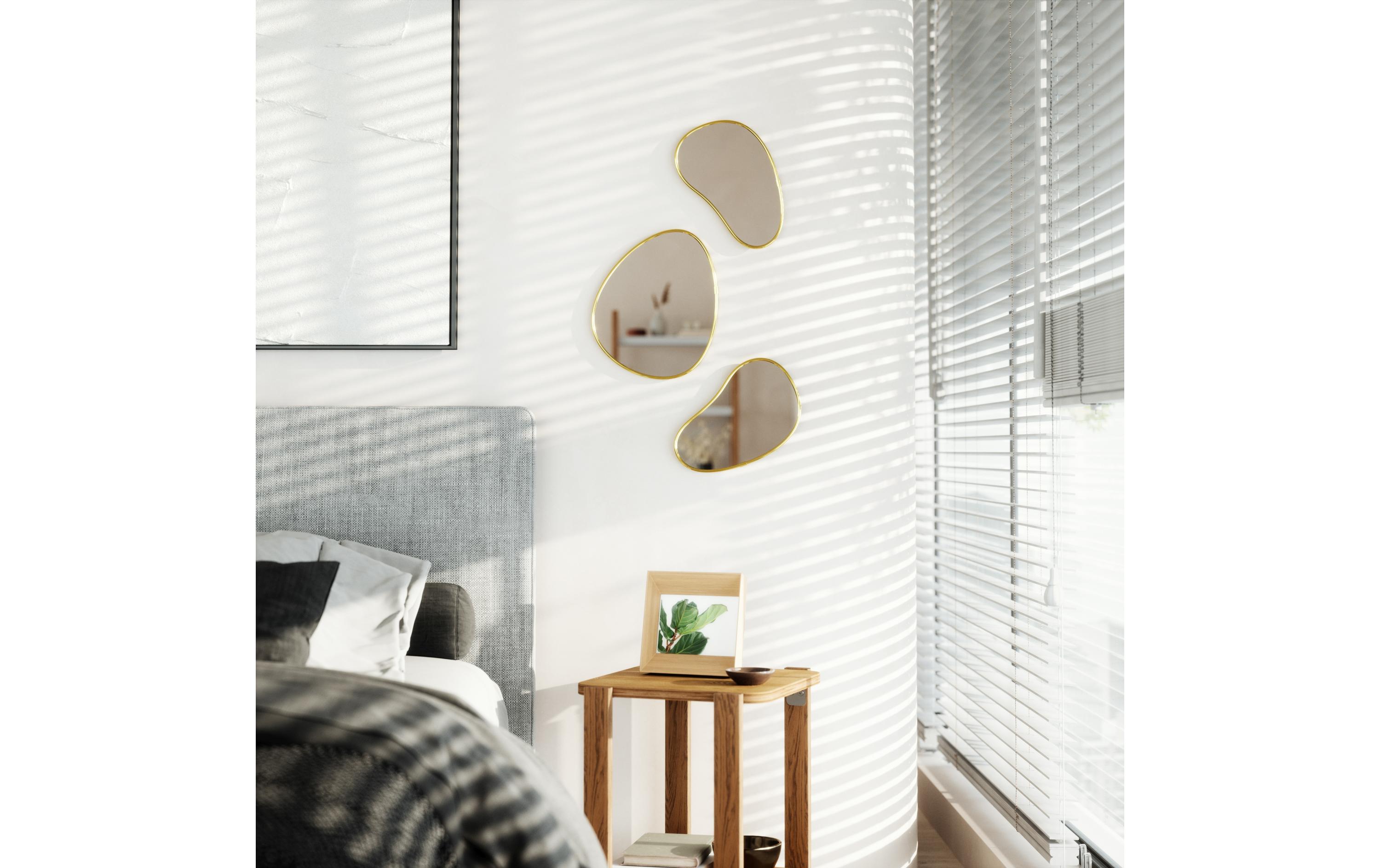 Spiegel Hubba Pebble 3er Set, GoldModernes Wandspiegel-Set