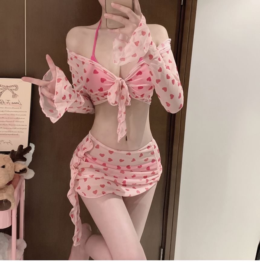 Kansen - Set: effen bikini + zwemtop + rok