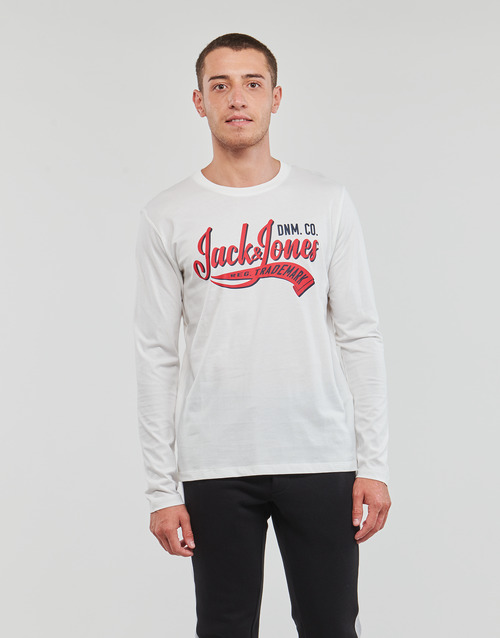 Jack & Jones - JJELOGO TEE LS O-NECK 2 COL AW23 SN - Blanc