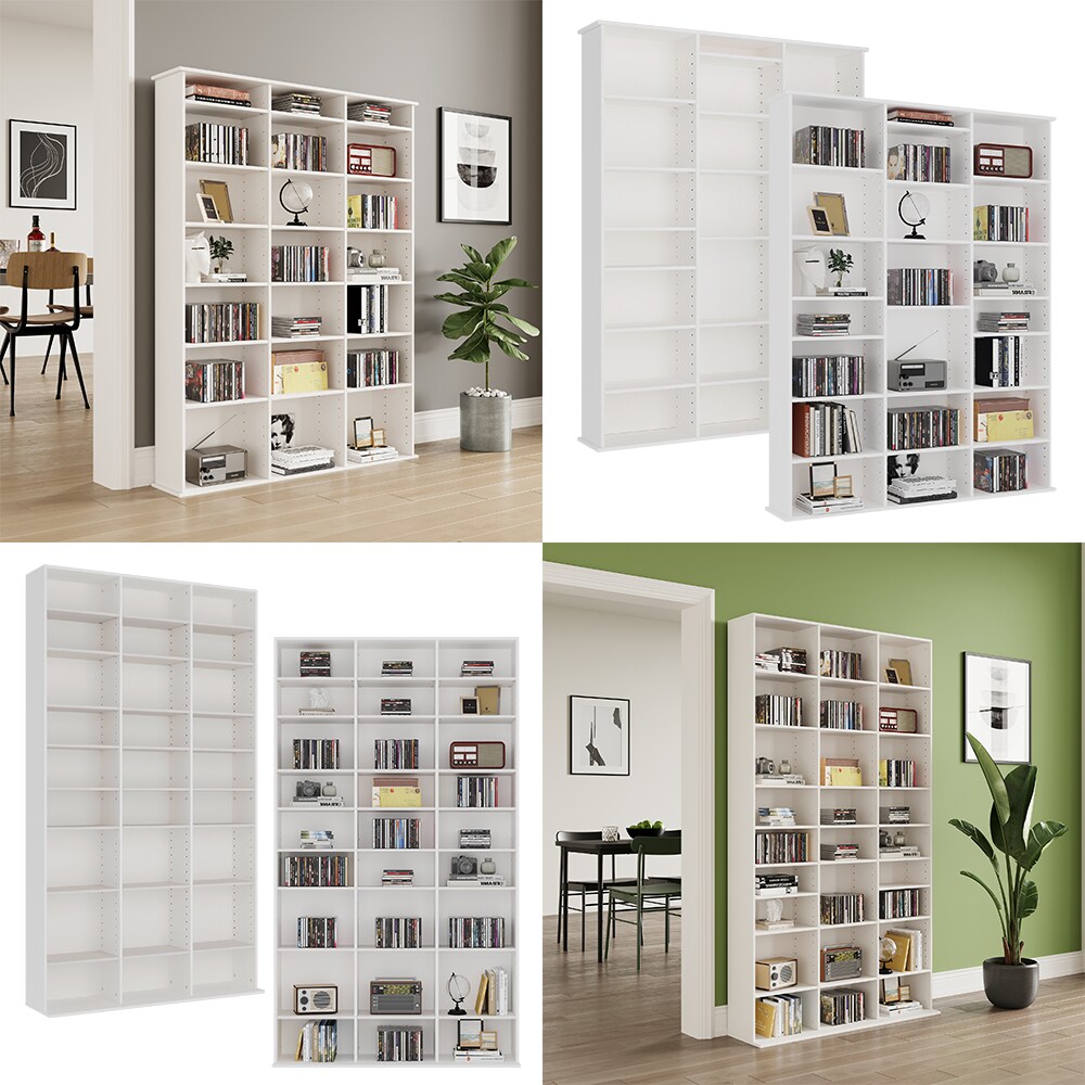 ViccoCD-Regal Anna, 105 x 136 cm, Weiß, Standregal mit 21 Fächern für 800 DVDs