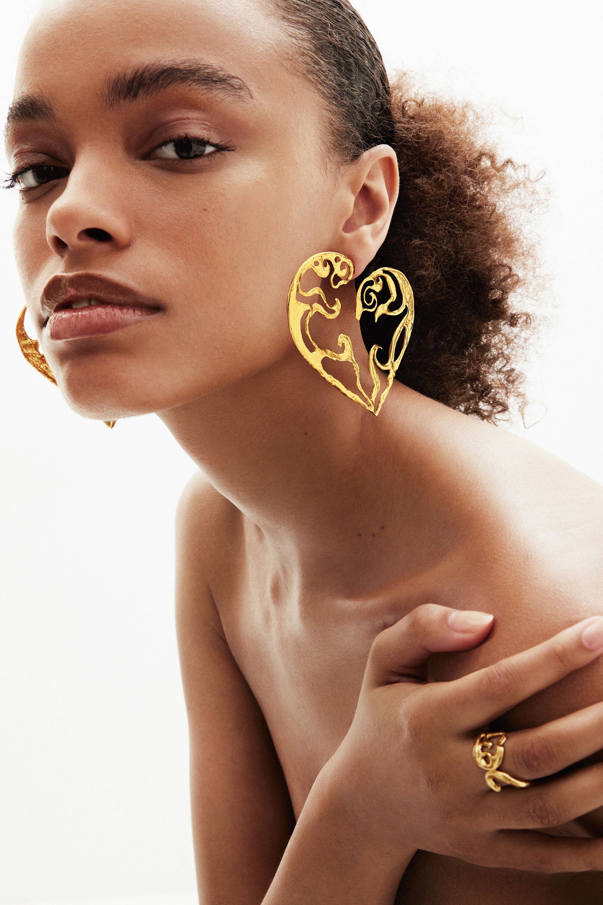 Boucles d'oreilles XL cœur plaquées or Zalio