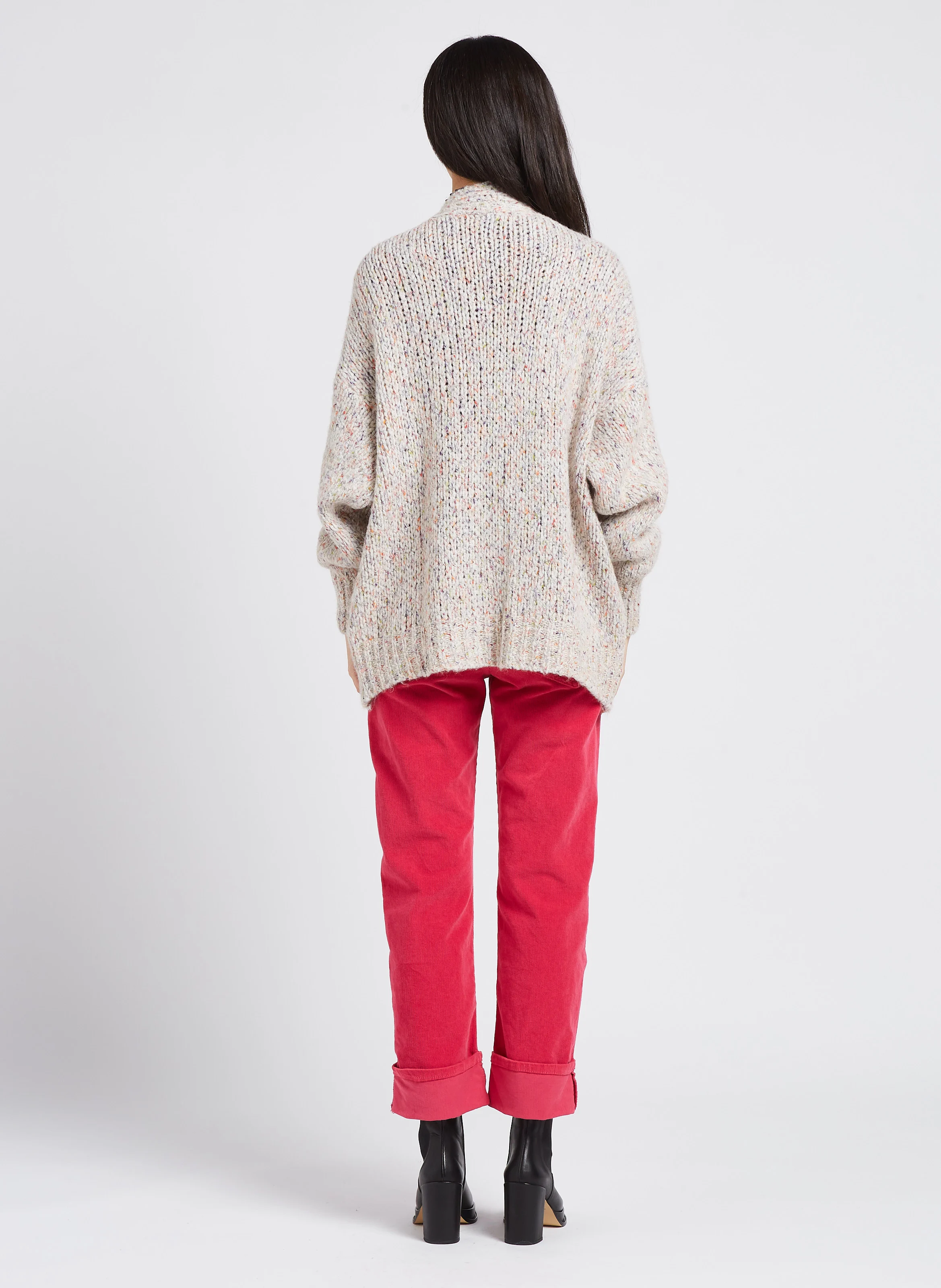 Gilet ouvert en maille tressée| Blanc