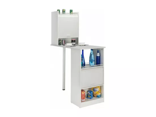 Table de cuisine et 2 Meubles de rangement Blancs - Coloris: Blanc