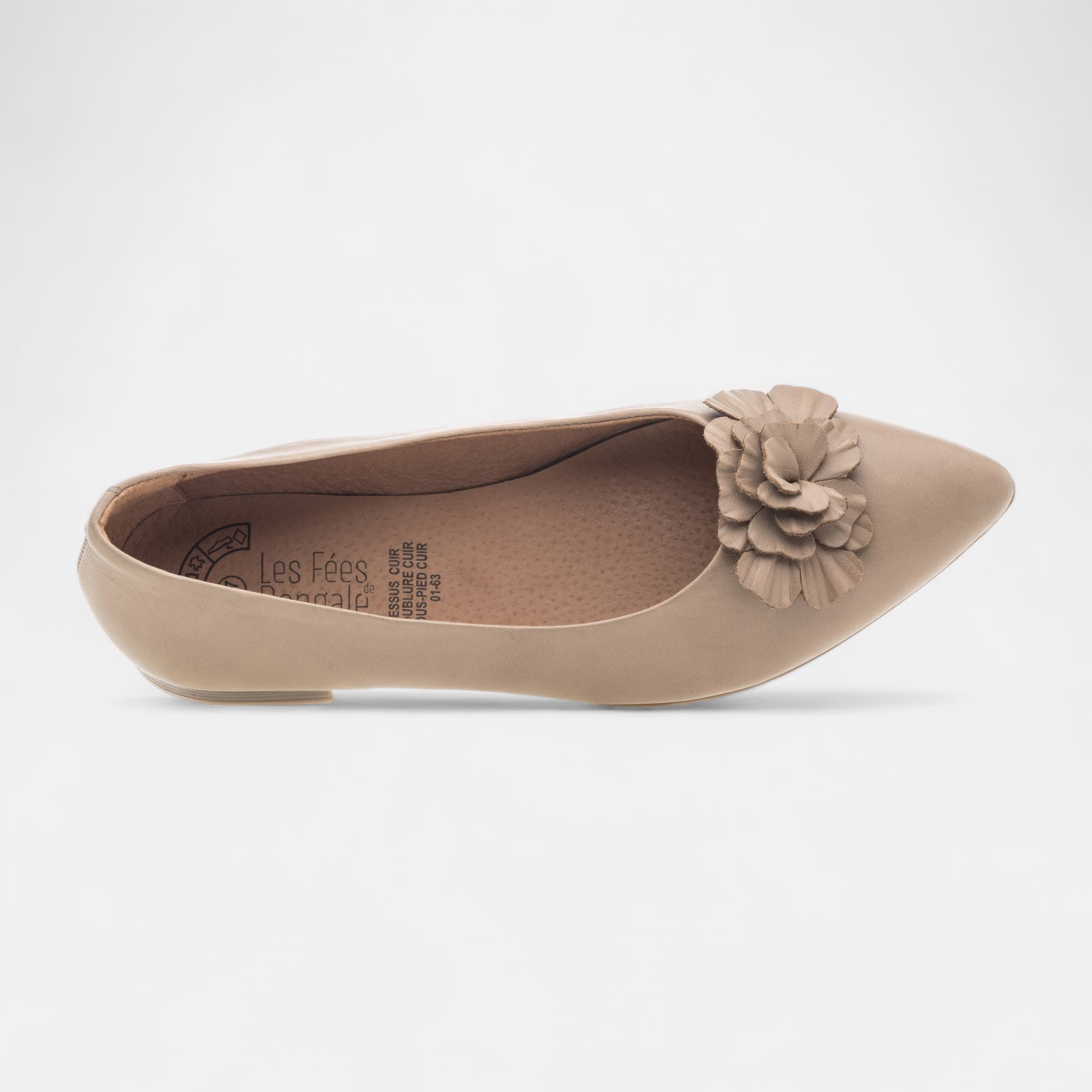 Ballerines Femme en cuir taupe