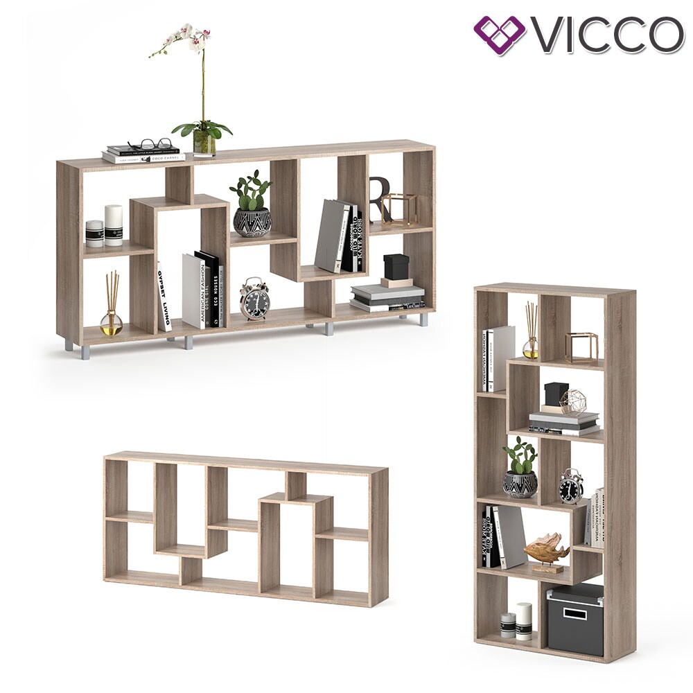 Vicco Raumteiler Noa Bücherregal Standregal Aktenregal Hochregal Regal Sonoma