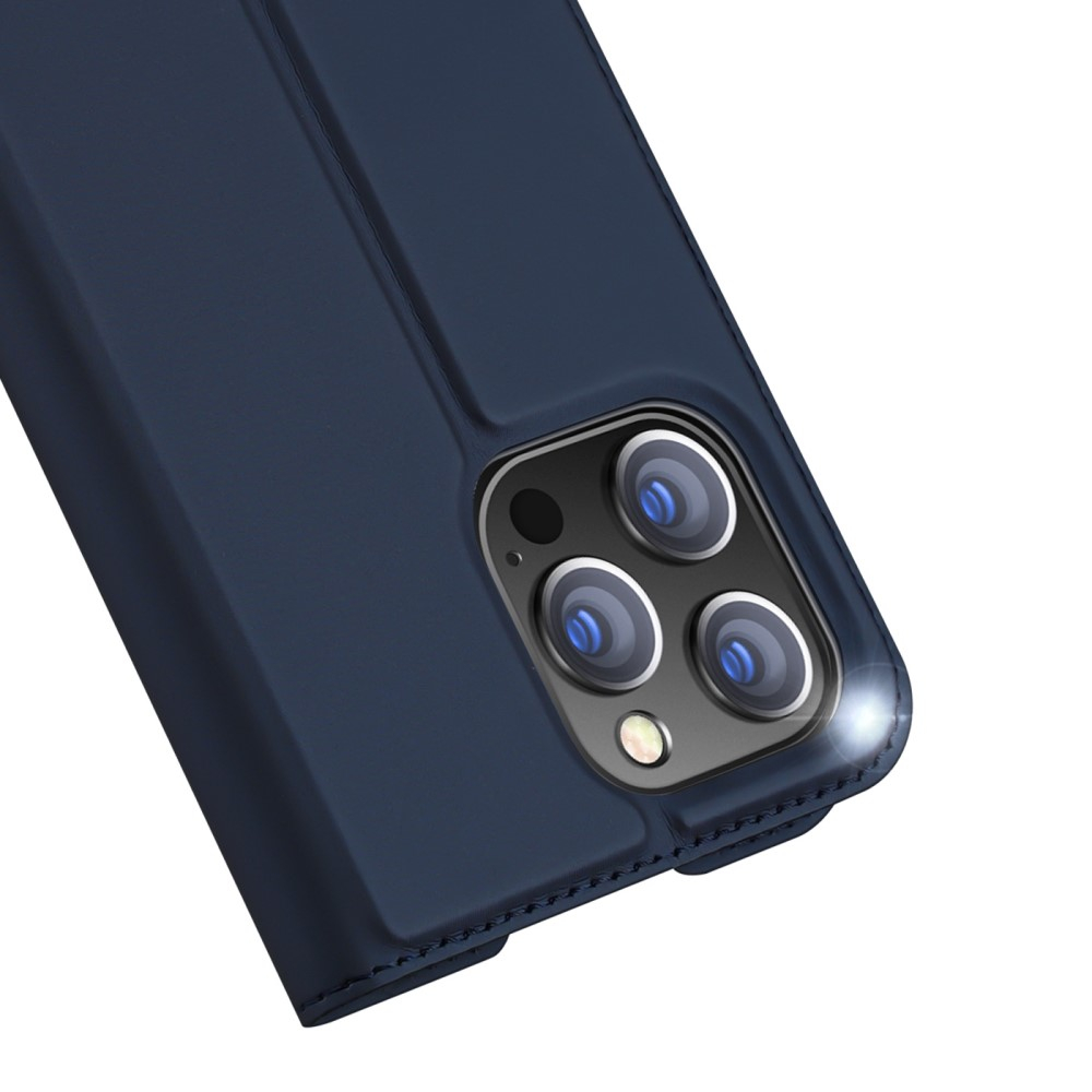 iPhone 14 Pro Max Flip Wallet Cover Leder Tasche - Dunkelblau