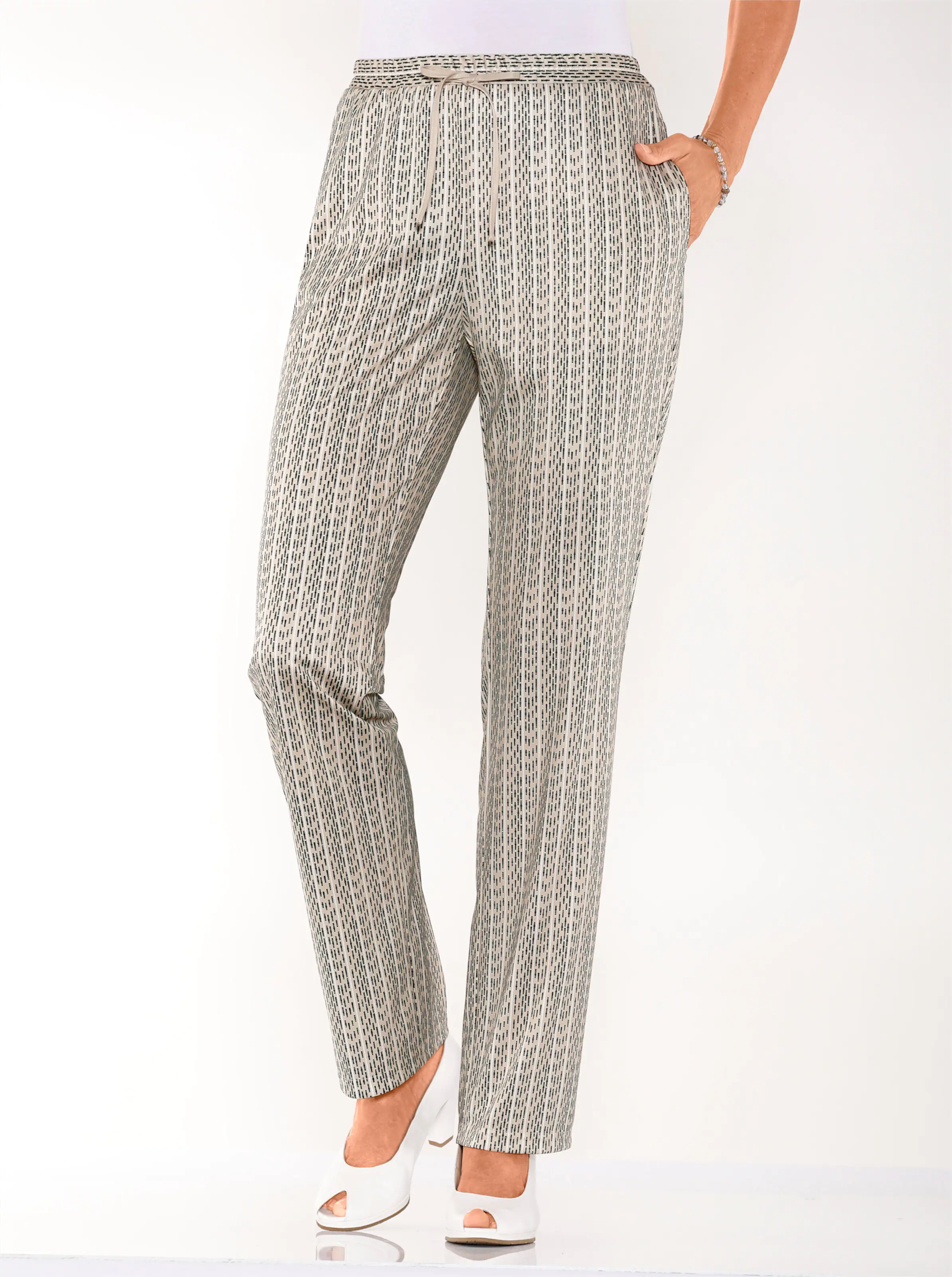 Jerseyhose in sand-gestreift