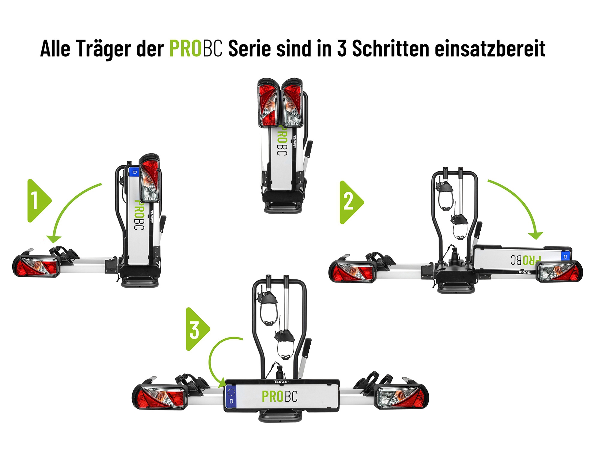EUFAB Fahrradträger PROBC3 für 3 Fahrräder, E-Bike geeignet