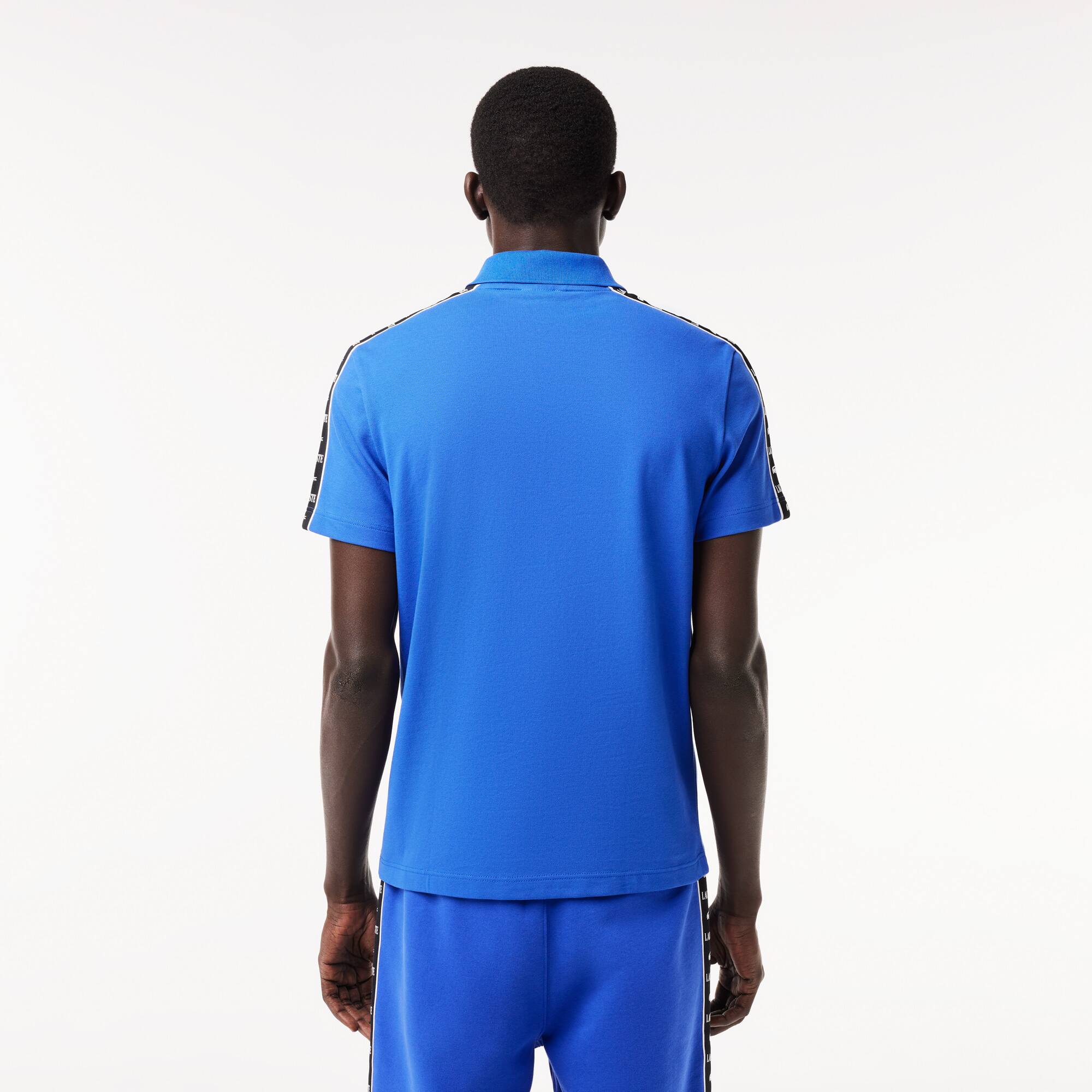 Poloshirt aus Stretch-Piqué mit Logostreifen Kurze Ärmel - Blau - Lacoste - Herren
