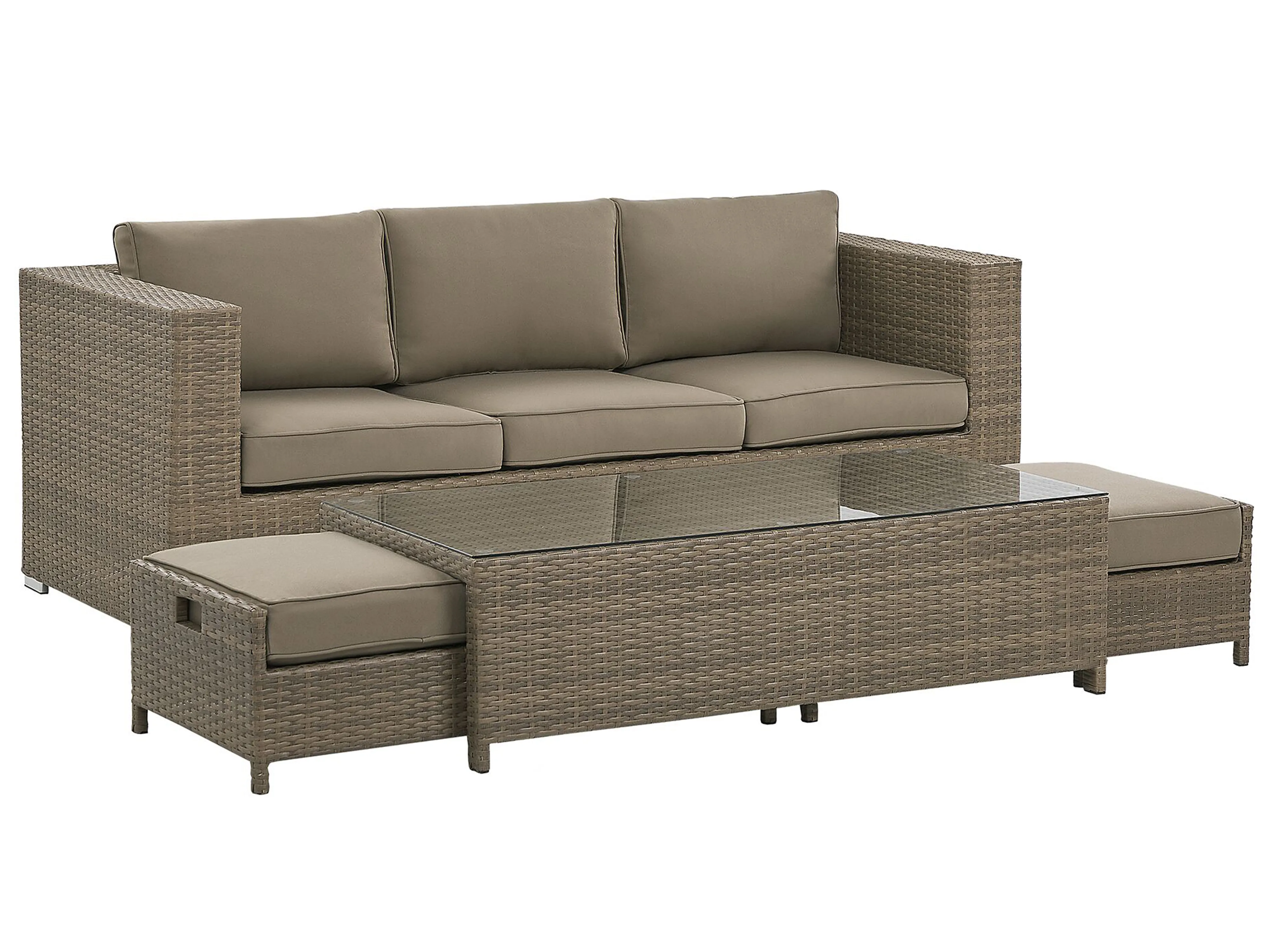 Loungeset met tafel 5-zits BELLUNO PE rotan Bruin