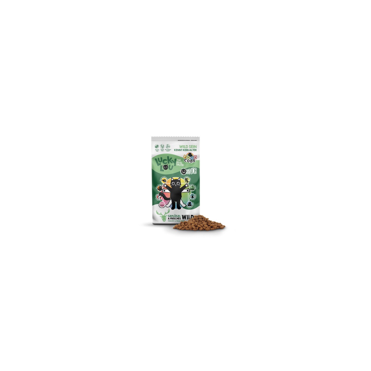 Lucky Lou Food Code Trockenfutter Katze, Senior, Geflügel und Wild 340 g