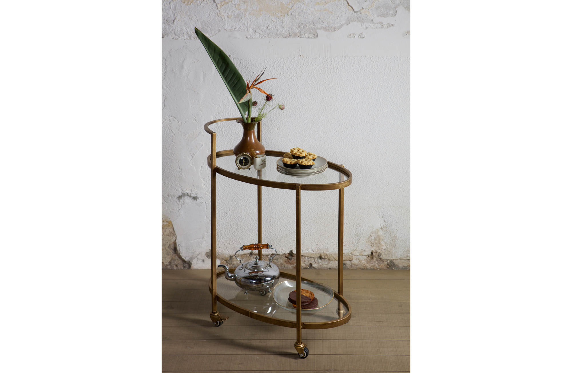 Trolley Push Push trolley metaal antique brass