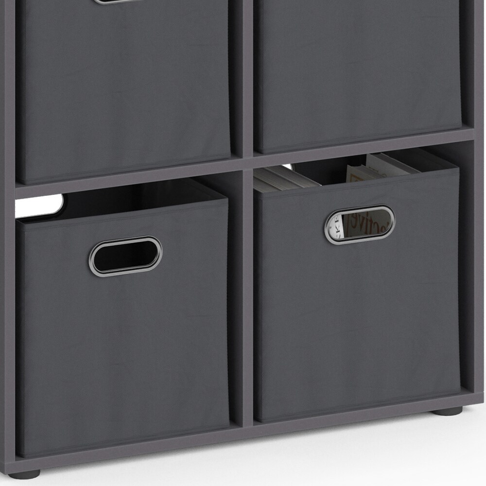 Vicco Raumteiler Standregal Bücherregal 4 Fächer Tetra Grau Hochregal Faltbox